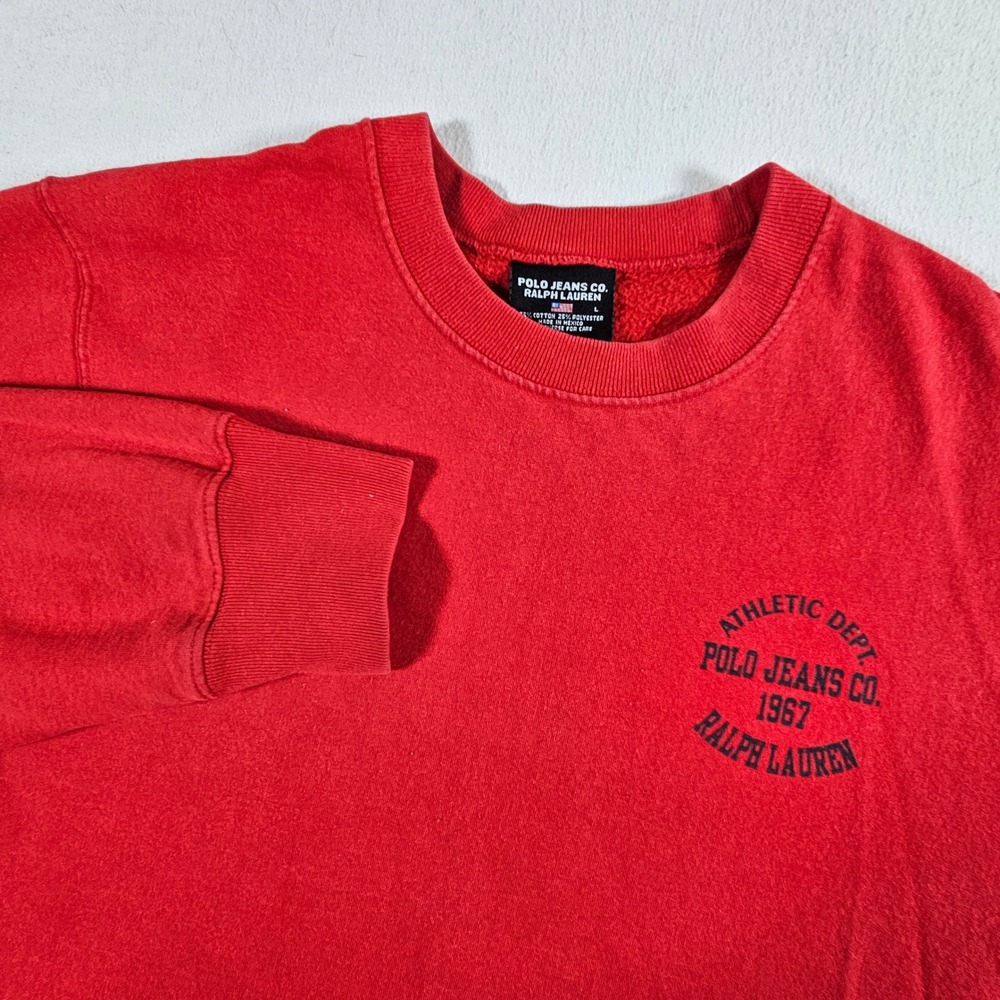 Polo Jeans Co Ralph Lauren Sweatshirt Mens L Red Athletic Dept 1967 Graphic
